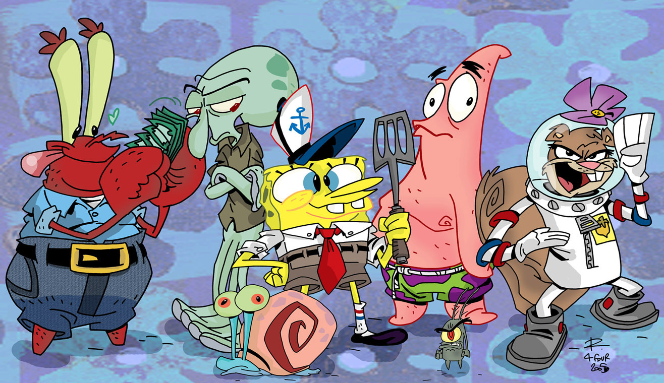 Gambar Lucu Kartun SpongeBob SquarePants and friends/ teman-temanya.